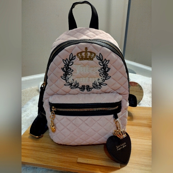 Juicy Couture 🩷 ✨ Pink Clay/Chocolate Royal Moment Medium Backpack Purse 🆕 - Picture 1 of 13